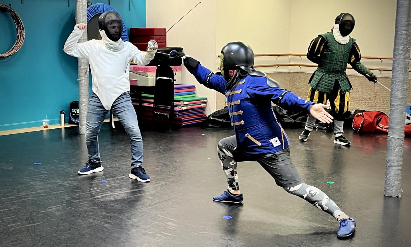 Two Boston historical fencers drill with the Italian foil and dueling sword in Boston