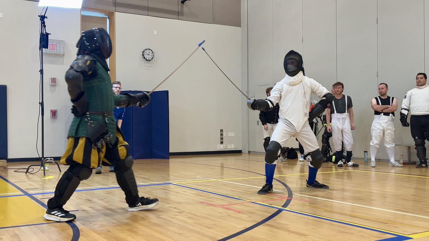 Two Boston Academie d'Armes saber fencings at Boar's Tooth Tournament 2025