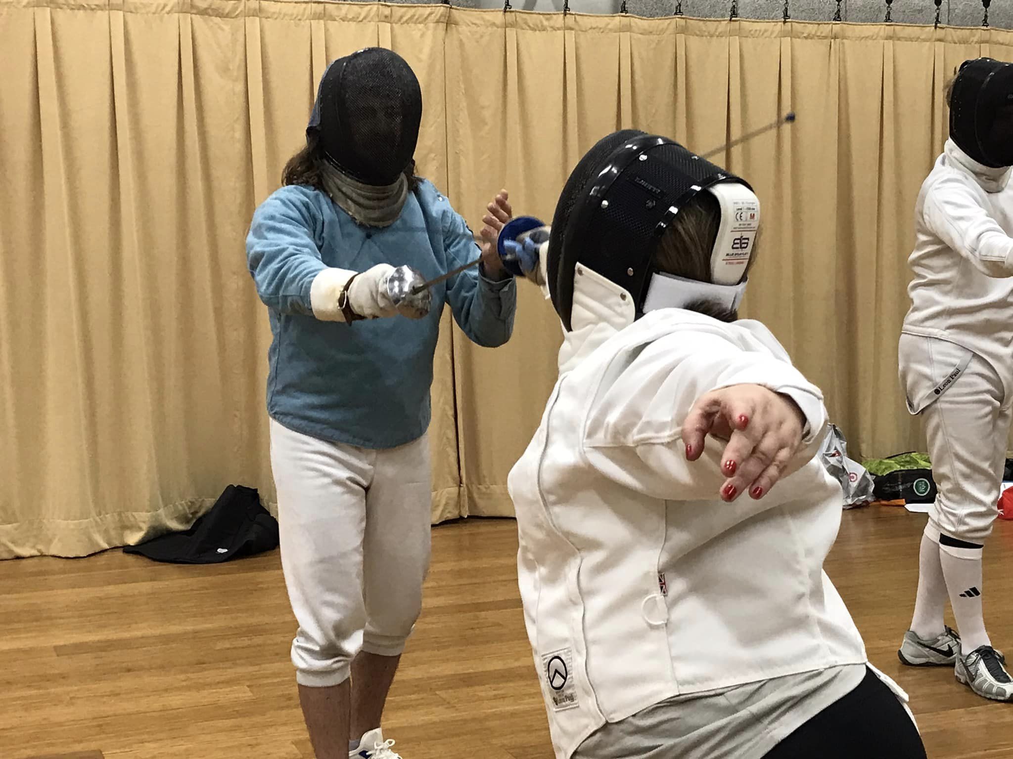 Justin training a classical fencer in Italian foil at SSU FMCP