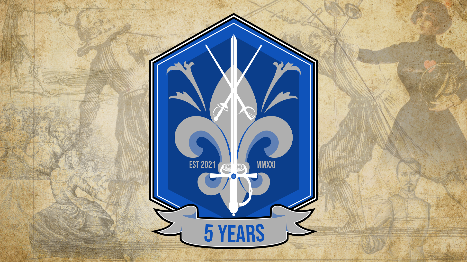 Boston Academie d'Armes Five Year Anniversary Logo